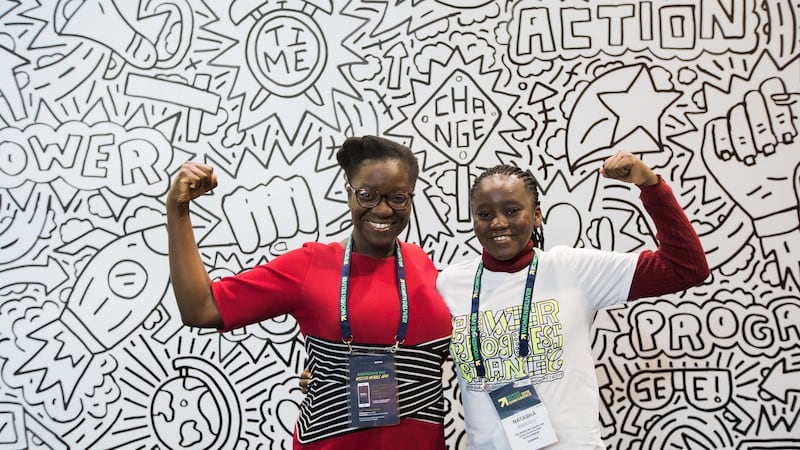 Natasha Mwansa with another activist: “We can’t have girls being married off, we can’t have girls missing out on their education.”