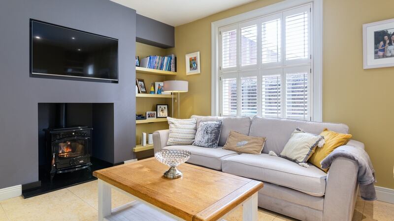 Living room with stove