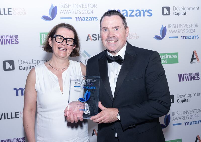 Cathy Bryce, managing director, AIB Capital Markets , with Alan Kerr, co-founder & managing partner of Erisbeg, the winner for the Irish Private Equity House of the Year