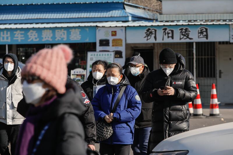 Mortuaries and funeral homes in Beijing have been overwhelmed amid the recent outbreak of Covid-19. Photograph: Wu Hao/EPA