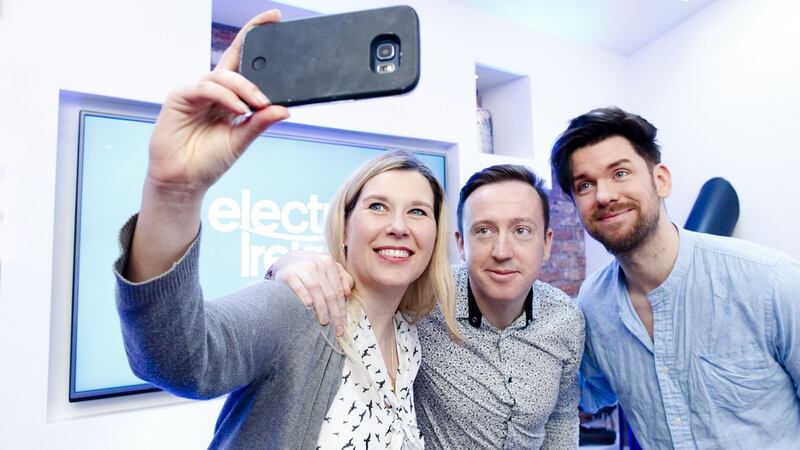 Dr Cara Augustenborg, Colin Baker and Eoghan McDermott at the launch of the Electric Ireland Smarter Home on Tuesday 13th February.