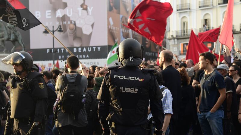 Police used force to block voting, resulting in hundreds of injuries. Photograph: Javier Soriano/AFP/Getty Images