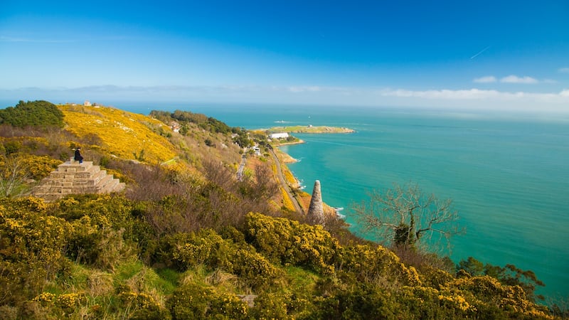 A view from Killiney Hill over Dublin Bay – the obelisk provides shelter on blustery days. photograph: getty
