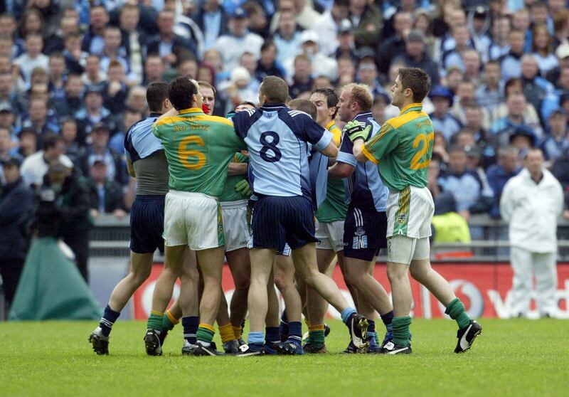 Tempers flare between Dublin and Meath during the Leinster football championship. Photograph: Donall Farmer/Inpho