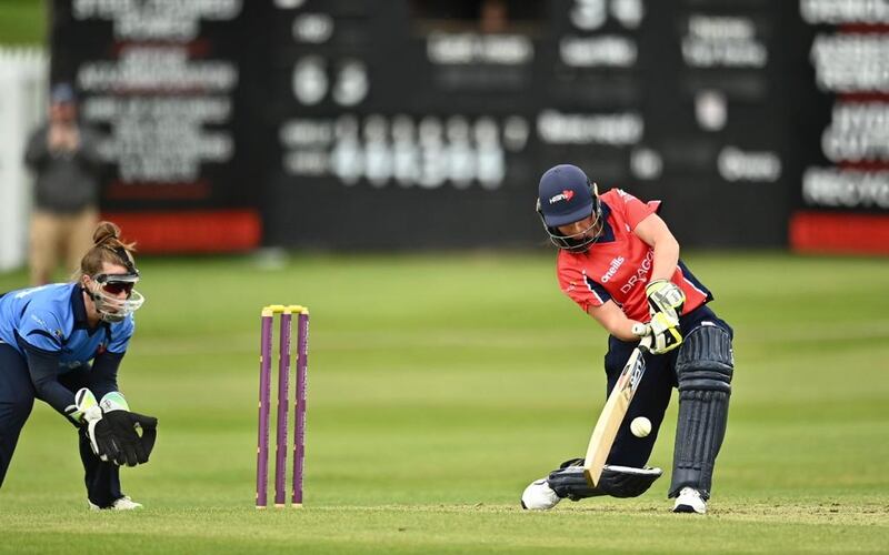 Arlene Kelly batting for the Dragons during a recent innings of 60. Photograph: Oliver McVeigh