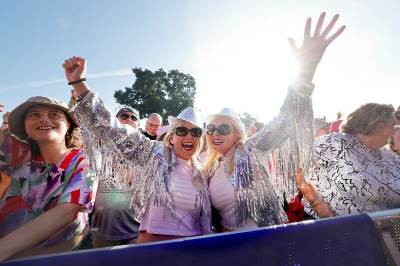 Rick Astley fans Julie Burgess and Ciara Daniel from Tallaght, Dublin, at Electric Picnic on Sunday. Photograph: Alan Betson/The Irish Times

