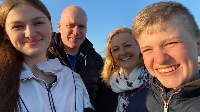 Tracey Darlington (second from left) with her husband Keith and two children.