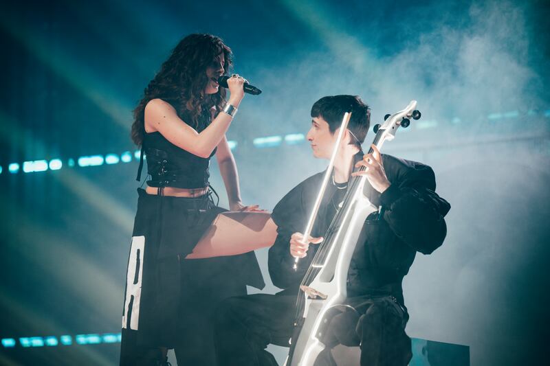 Abor & Tynna performing Baller for Germany at the second semi-final of Eurovision 2025. Photograph: Sarah Louise Bennett/EBU