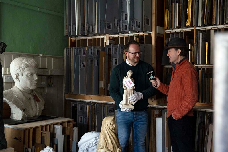 Michael Waldron, Crawford Gallery being interviewed for radio in the gallery archives. Photograph: Clare Keogh

