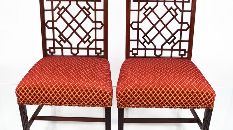 Lot 16, pair of Chippendale side chairs