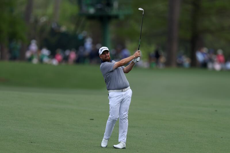 Shane Lowry of Ireland plays his third shot on the 13th hole during the second round. Photograph: Richard Heathcote/Getty Images