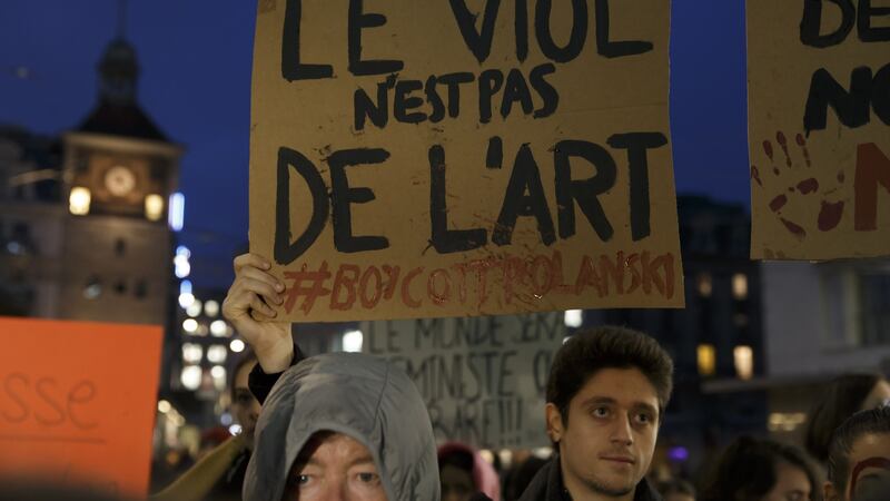 A man holds a placard ‘Rape is not art #boycott Polanski’ during a rally against violence towards women in Geneva on  November 25th. Photograph: EPA/Salvatore Di Nolfi