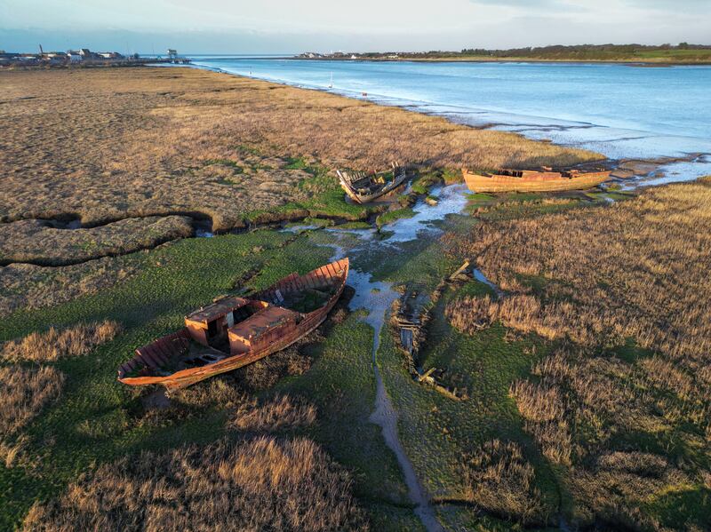 At the mouth of the estuary 16km downstream, two tactical operations officers on Saturday operated drones high above the Wyre, focusing on mudflats. Photograph: Christopher Furlong/Getty Images