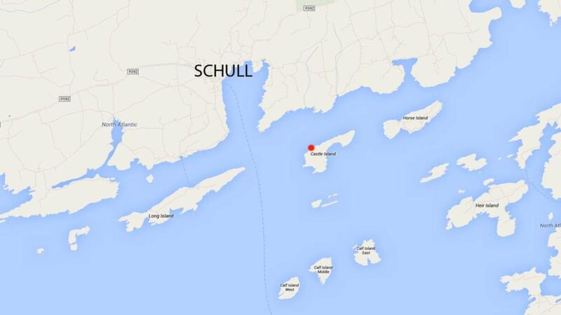 A map of West Cork  showing Castle Island, to which    survivors from the capsized sailing vessel managed to swim last night. Photograph: Google Maps