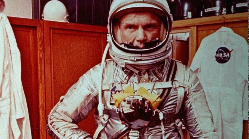 Astronaut John Glenn suits up prior to his mission of orbiting around the Earth, in 1962 in Cape Canaveral, Florida. Photograph: AP Photo/NASA