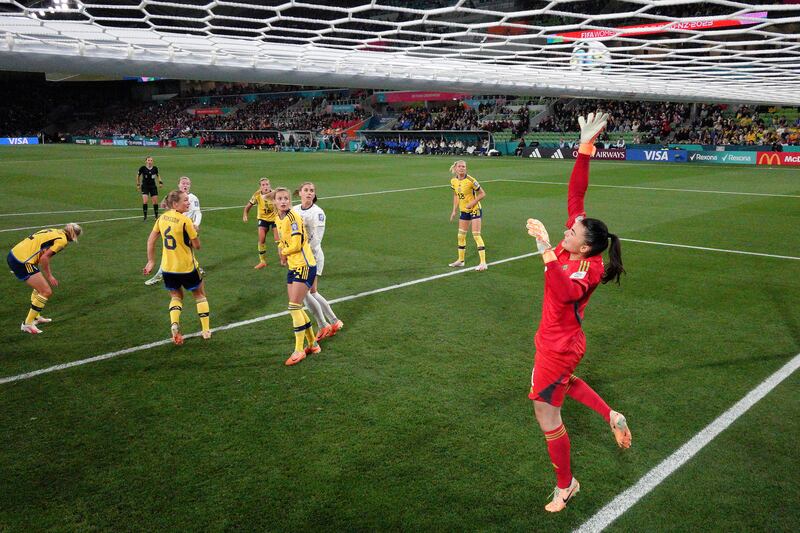 Zecira Musovic of Sweden pulls off a save from Lindsey Horan of the USA (not pictured) during the last-16 encounter at the Women's World Cup in Melbourne earlier this month. Photograph: Robert Cianflone/Getty Images