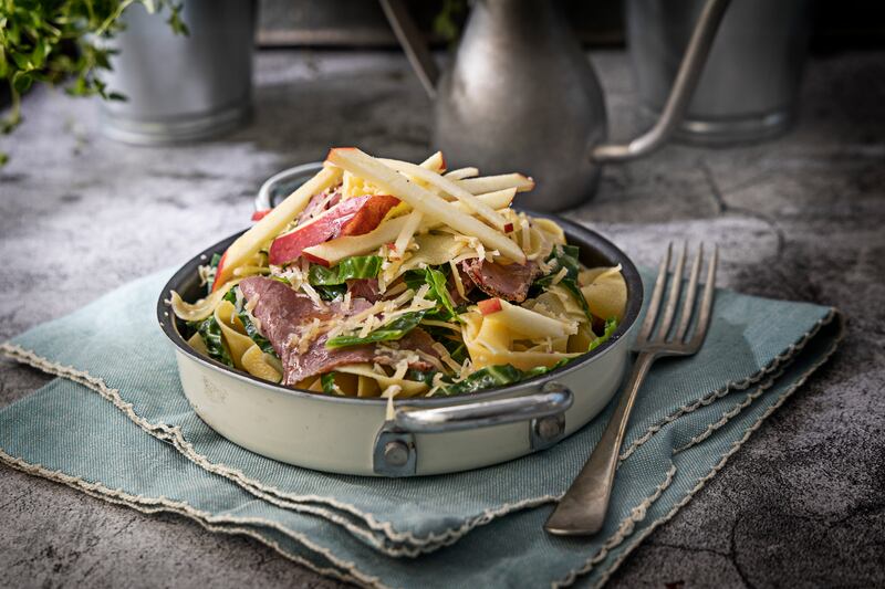 Papardelle with corned beef, cabbage and Coolea cheese. Photograph: Harry Weir Photography