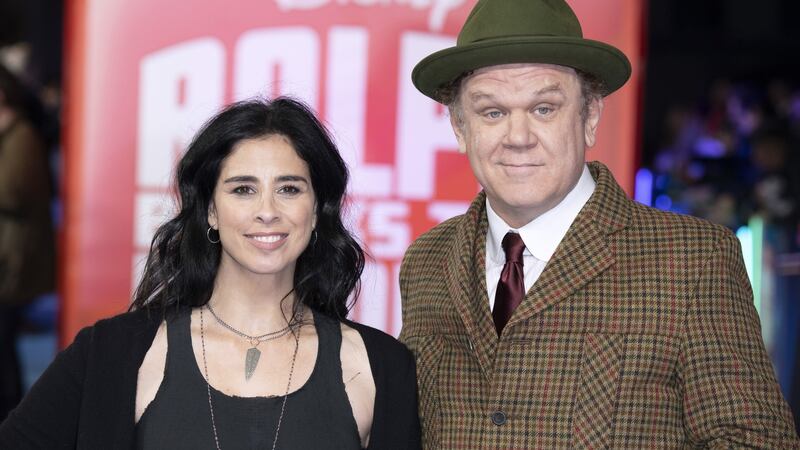 Sarah Silverman with her co-star John C Reilly at the European premiere of ‘Ralph Breaks the Internet’ in London last Sunday. Photograph: Jeff Spicer/Getty Images