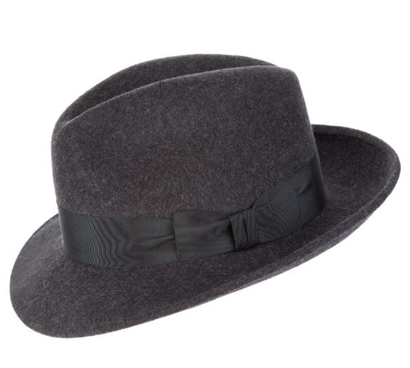 Anthracite wool mix trilby with gunmetal trim 85 by Shevlin Millinery at Design Lane, Temple Bar
