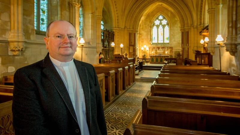 Memorial: Rev Lester Scott at the church in Myshall, Co Carlow. Photograph: Dylan Vaughan
