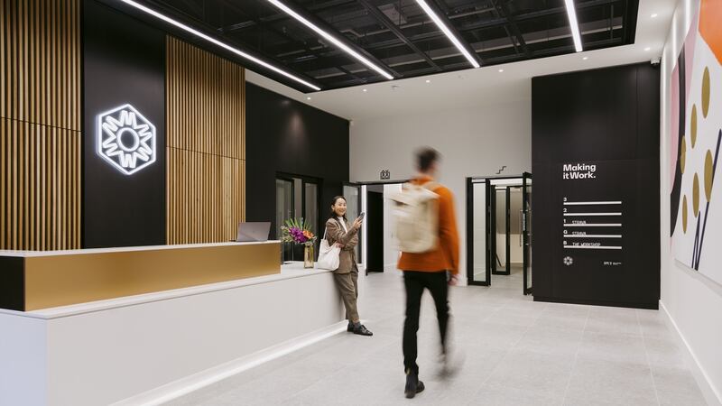 The lobby of Iput’s first Making it Work office on Pearse Street in Dublin city centre.