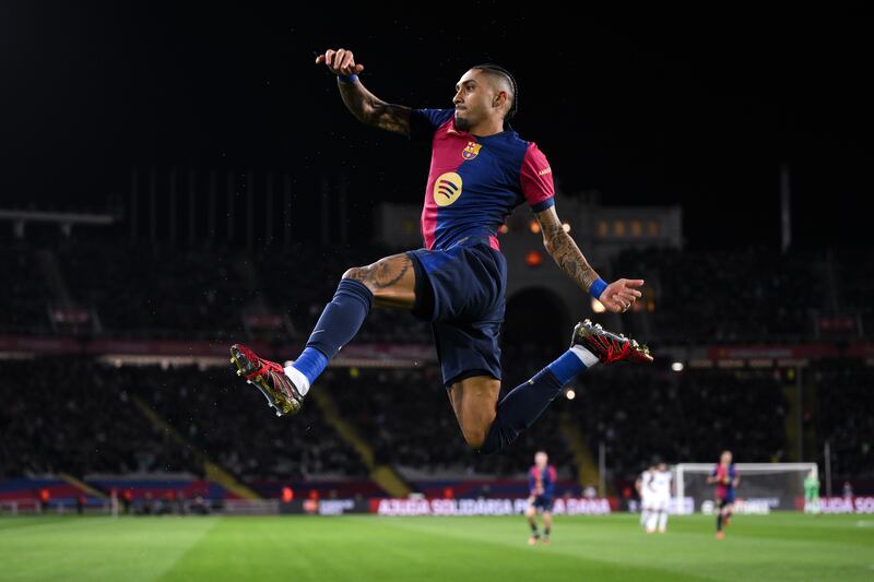 Raphinha's spectacular form has had Barcelona fans jumping for joy this season. Photograph: David Ramos/Getty Images