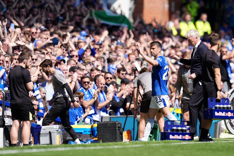 Séamus Coleman gestures to the crowd as he leaves the pitch after going down injured during Everton's Premier League game against Southampton on May 18th. Photograph: Martin Rickett/PA