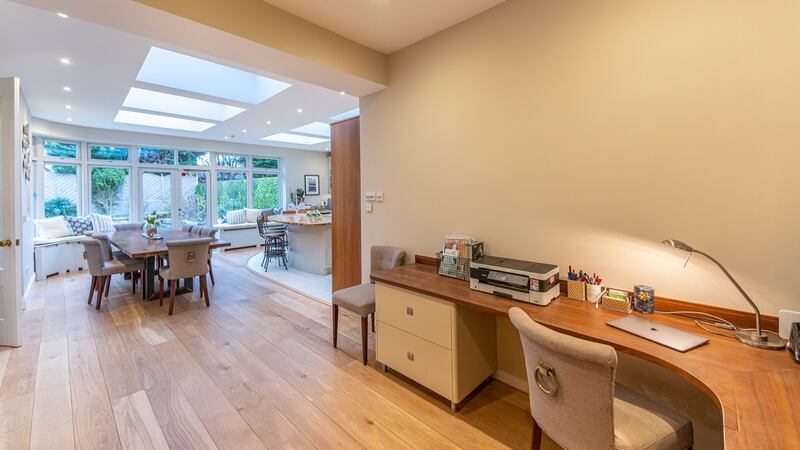 Desk off family dining area