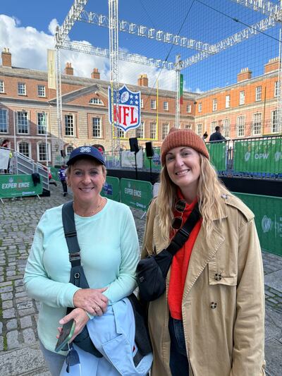 Steelers fans Stacey Wilson and her daughter Brittany from North Carolina at Dublin Castle on Thursday morning