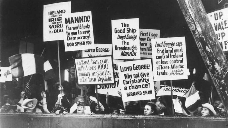 Supporters protest against Archbishop Mannix’s exclusion from Ireland. The British government would not permit Mannix to land in Ireland. Liverpool, Manchester and Glasgow (all of which had big Irish populations) were also off limits, so he was put ashore in Penzance, Cornwall