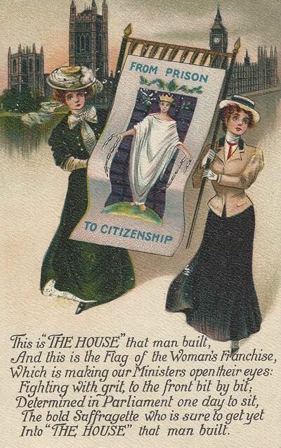 Pro-suffragette postcard. Image: Courtesy of the National Print Museum