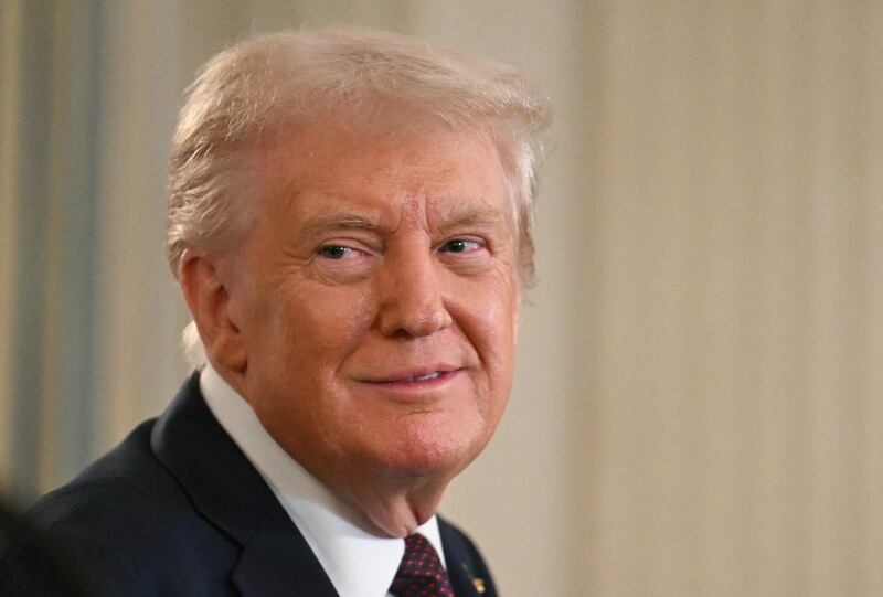 US president Donald Trump listens to Israeli prime minister Binyamin Netanyahu. Photograph: Jim Watson/AFP via Getty Images