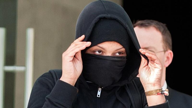 German student Jennifer Rieck leaves Dublin District Court today. Photograph: Collins Courts.