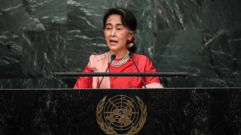Ousted Myanmar leader Aung San Suu Kyi. Photograph: Jewel Samad/AFP via Getty