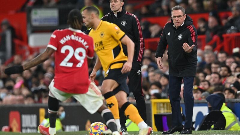 Ralf Rangnick suffered his first defeat as manager of Manchester United. Photograph: Paul Ellis/Getty/AFP