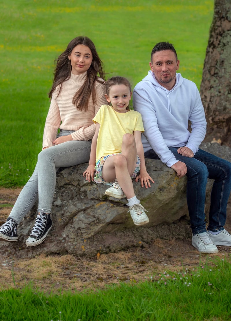 Paul Byrne: Katie (left) 'loves when I drop her to school, she loves when I collect her, coming out and seeing the car there. She never had that...' Photograph: Michael Mac Sweeney/Provision 