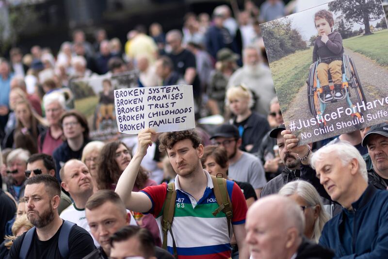 Protesters at Saturday's demonstration. Photograph: Chris Maddaloni