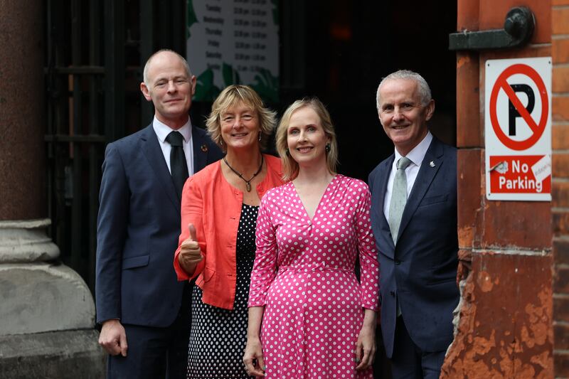 From left. Green Party Minister of State Ossian Smyth, who is also new director of elections for Europe, with candidates Grace O'Sullivan MEP, Senator Pauline O'Reilly and Ciaran Cuffe MEP. Photograph: Nick Bradshaw
