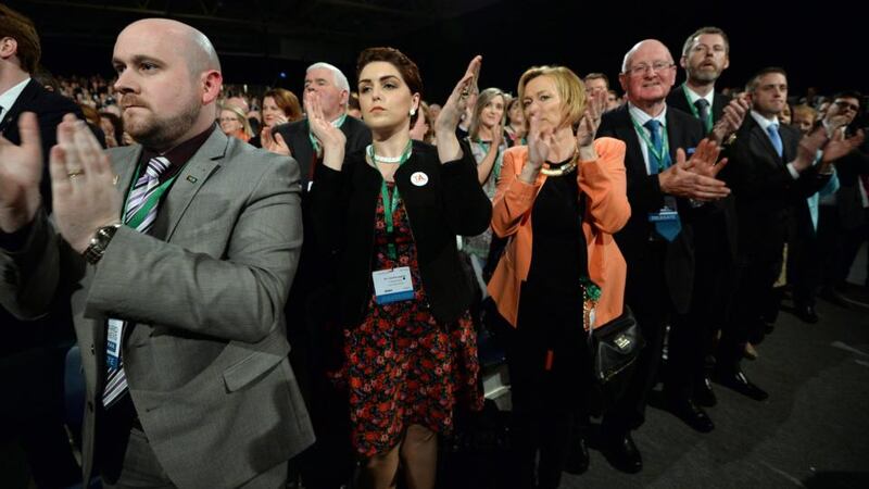 Delegates applauding Micheál Martin’s  keynote speech.