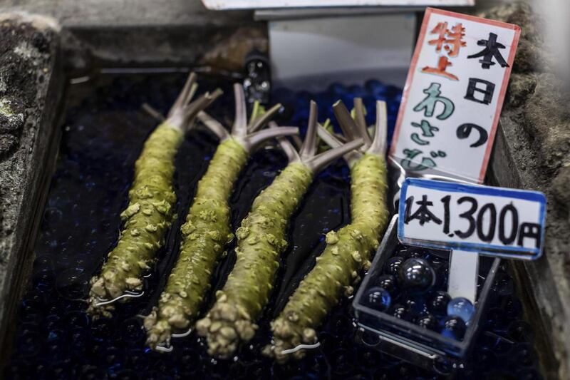 Wasabi root at a shop in Shizuoka, Japan. Photograph: Shiho Fukada/The New York Times