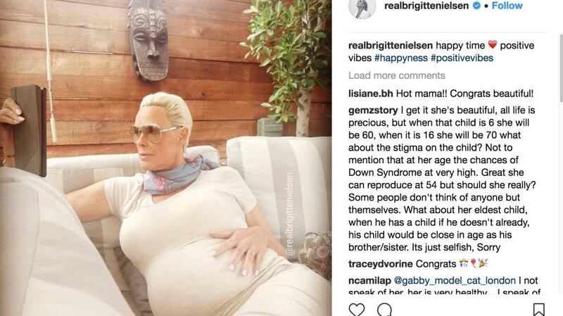 Nielsen, pregnant on Instagram