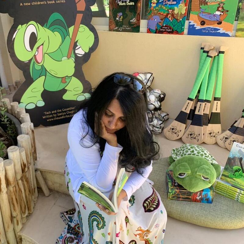 Saniya Chugtai in Dubai with Tach the hurling turtle