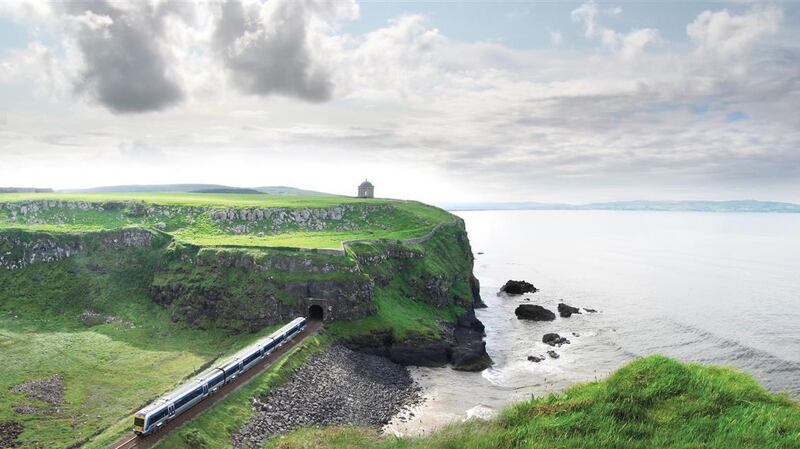 Passing through the tunnel under Mussenden Temple, near Castlerock, Co Derry