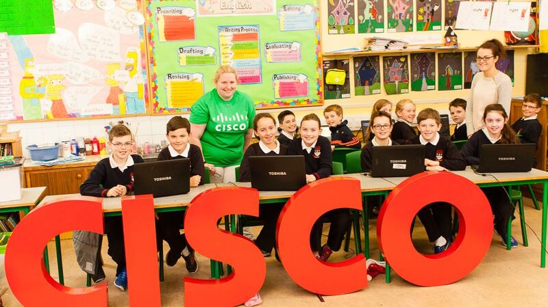Hour of Code: Cisco engineer Laura Reddy introduces coding to 5th class at Scoil Mhuire, Clarinbridge, Co Galway