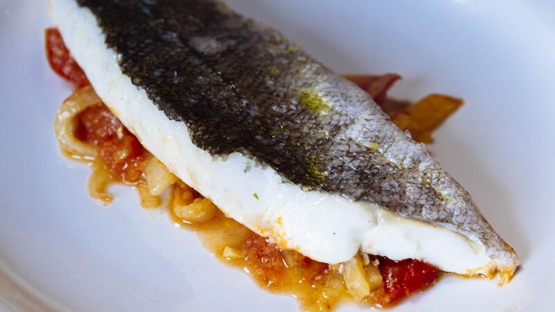 Fish poached in fennel à la Grecque. Photograph: Emma Jervis