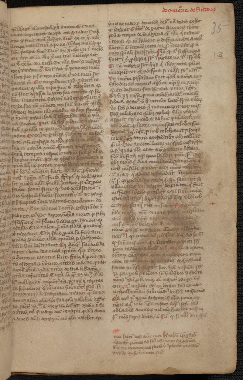 Complete with paw-print graffiti, this is one of 60 medieval texts now available online. Photograph: Trinity College Dublin