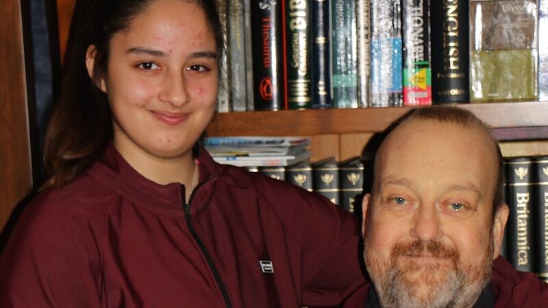 The late Dermot Costello, who set up the Wicklow Syria Appeal, with his daughter Kate Costello