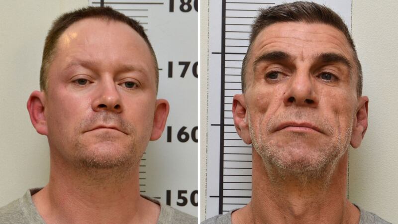 Undated handout comp of photos issued by Northumbria Police of Stephen Unwin (left) and William McFall who have been been convicted at Newcastle Crown Court for the murder of Quyen Ngoc Nguyen. Photograph: PA