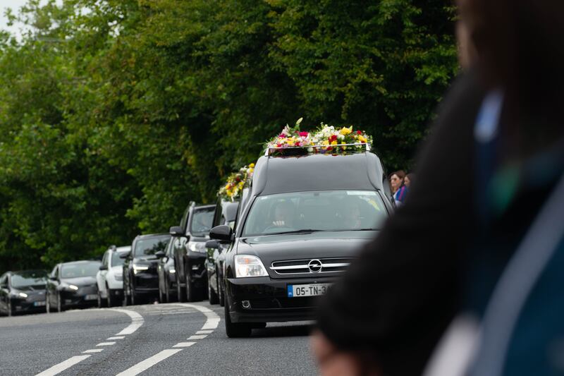 The funeral cortege for Vanessa Whyte and her children, Sara and James, at Church of the Immaculate Conception in Barefield, Co Clare. Photograph: Noel Sweeney/PA