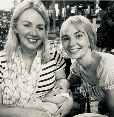 Sisters: Aoife Hogan with her baby, Sonny, and Sadhbh in Sydney in early 2020, on Sadhbh’s last trip